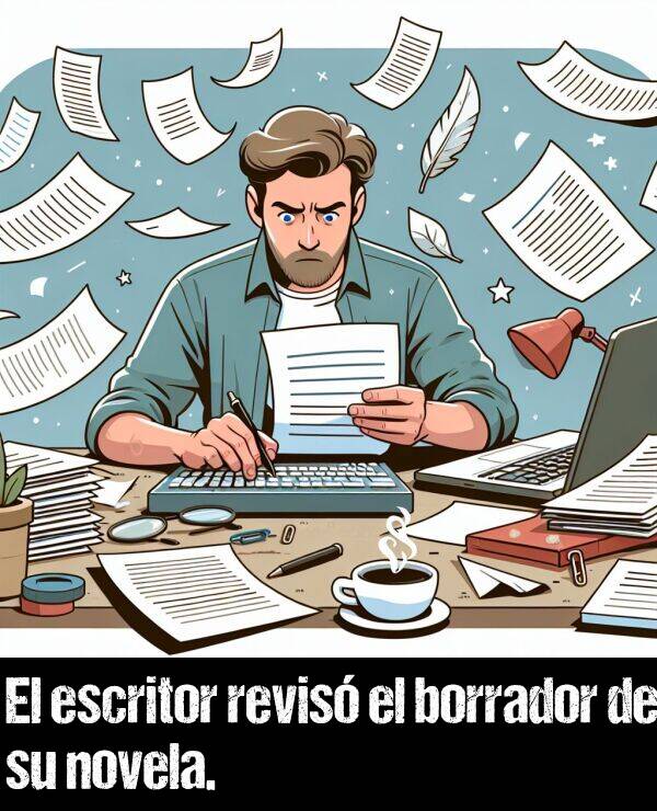 borrador: El escritor revis el borrador de su novela.