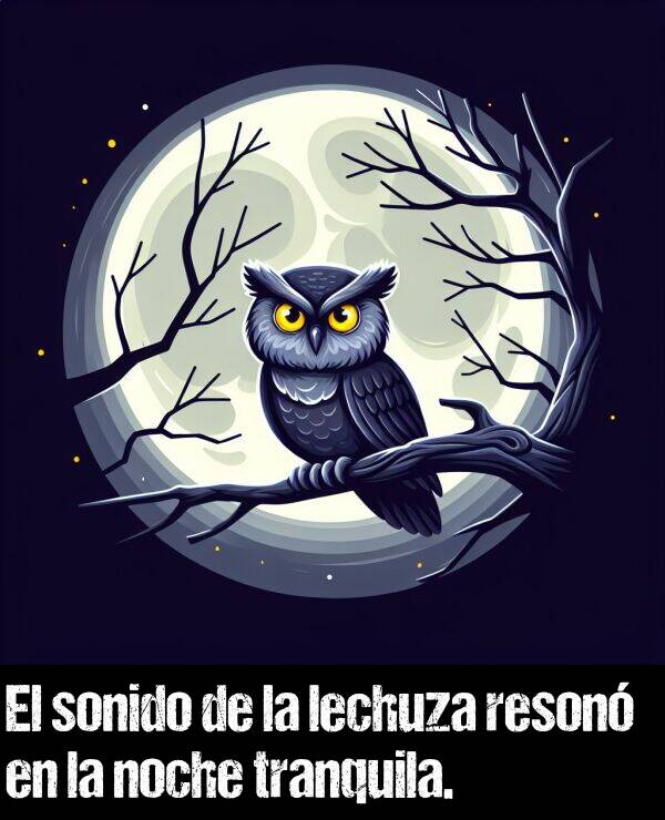 reson: El sonido de la lechuza reson en la noche tranquila.