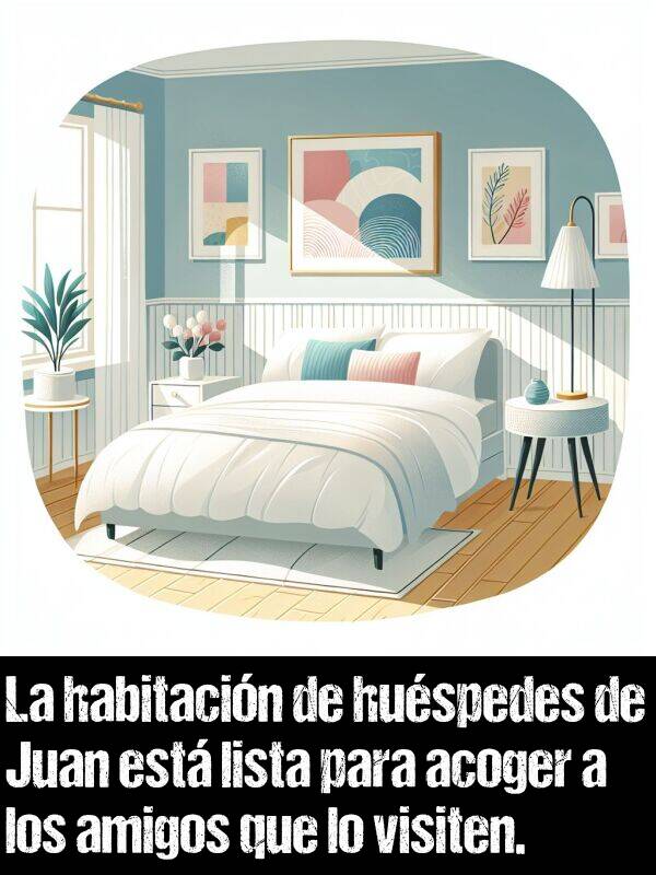lista: La habitacin de huspedes de Juan est lista para acoger a los amigos que lo visiten.
