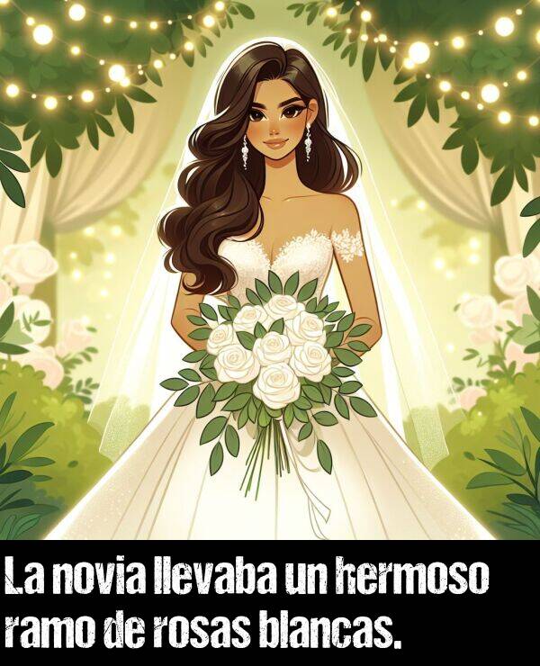 blancas: La novia llevaba un hermoso ramo de rosas blancas.