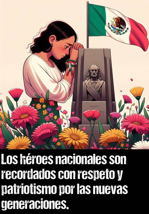 generaciones: Los hroes nacionales son recordados con respeto y patriotismo por las nuevas generaciones.