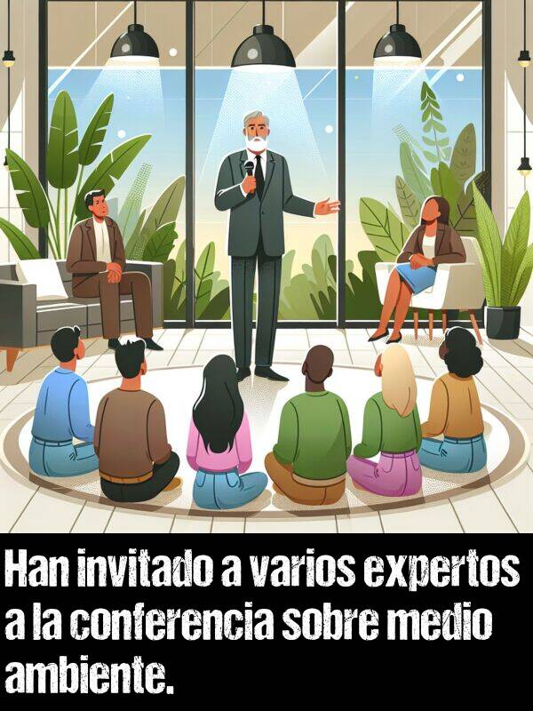 expertos: Han invitado a varios expertos a la conferencia sobre medio ambiente.