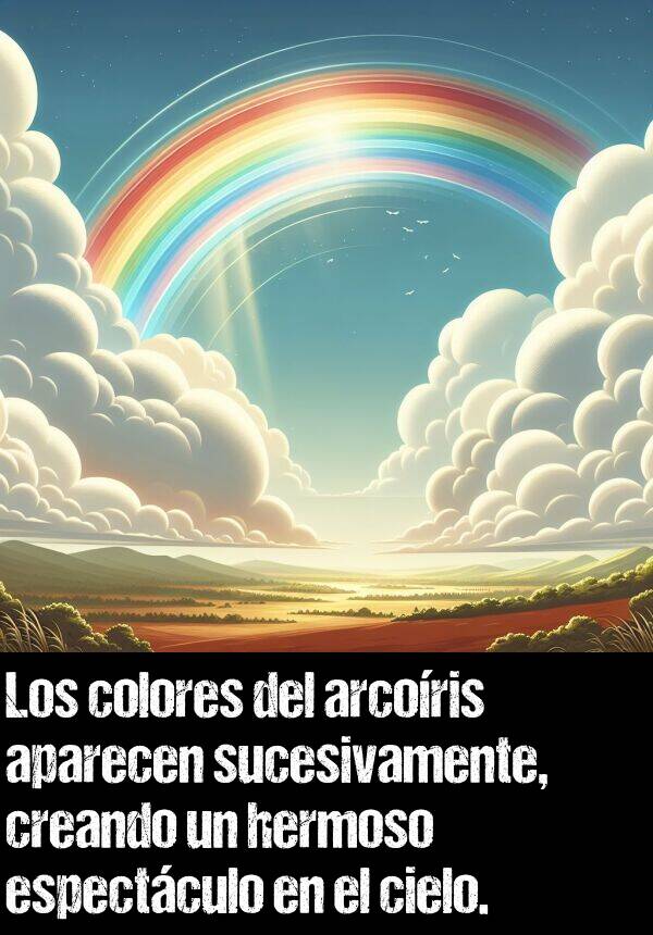 espectculo: Los colores del arcoris aparecen sucesivamente, creando un hermoso espectculo en el cielo.