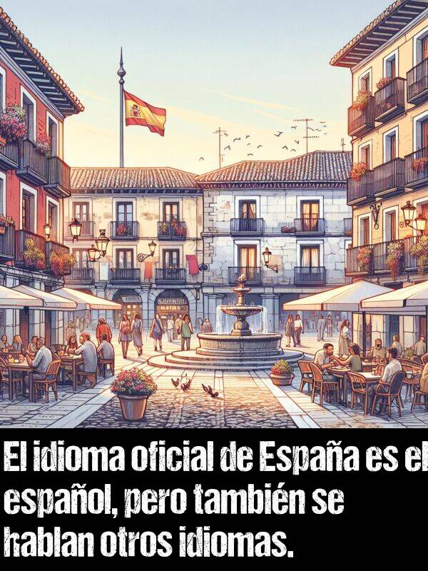 idioma: El idioma oficial de Espaa es el espaol, pero tambin se hablan otros idiomas.