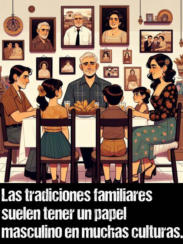 tradiciones: Las tradiciones familiares suelen tener un papel masculino en muchas culturas.