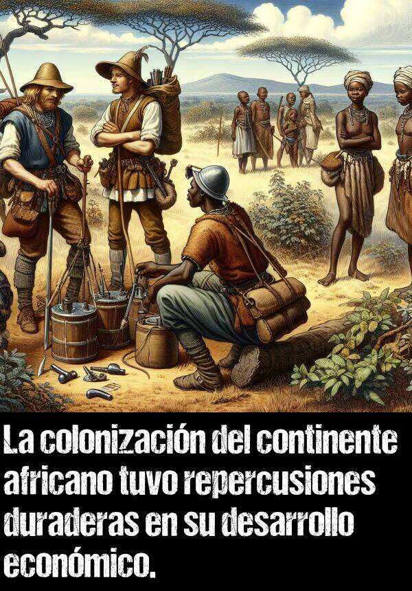 africano: La colonizacin del continente africano tuvo repercusiones duraderas en su desarrollo econmico.