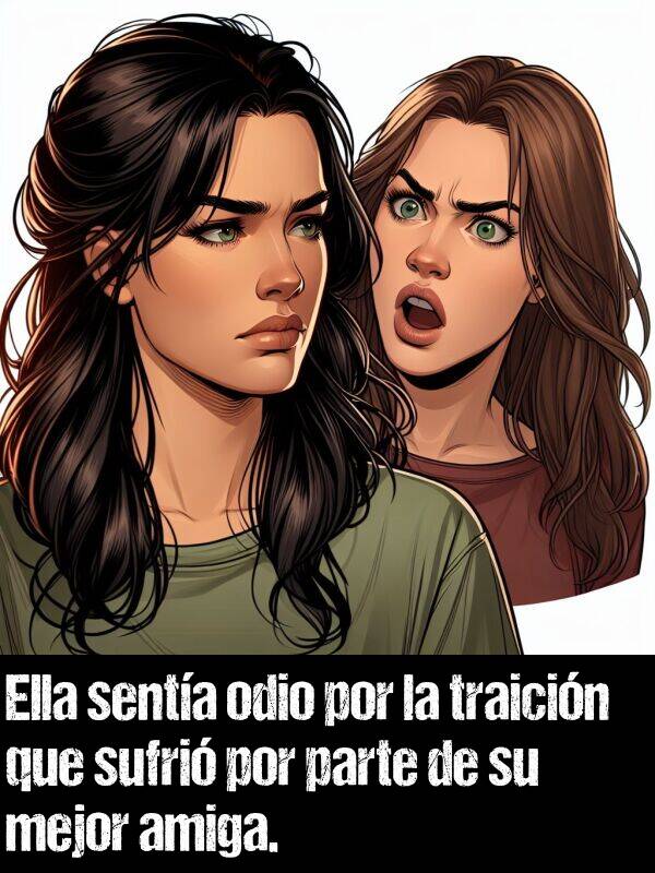 odio: Ella senta odio por la traicin que sufri por parte de su mejor amiga.