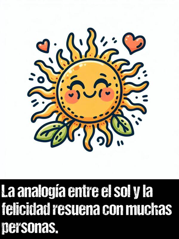 analoga: La analoga entre el sol y la felicidad resuena con muchas personas.