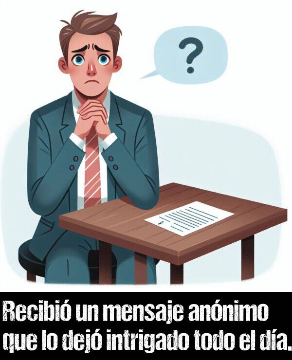 mensaje: Recibi un mensaje annimo que lo dej intrigado todo el da.