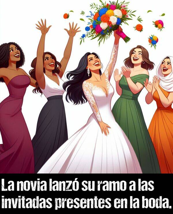 novia: La novia lanz su ramo a las invitadas presentes en la boda.