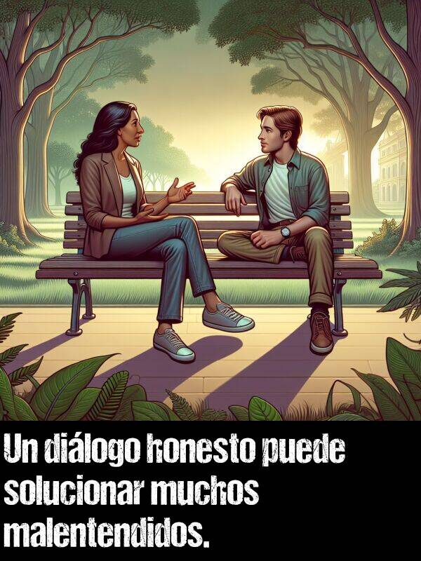 honesto: Un dilogo honesto puede solucionar muchos malentendidos.