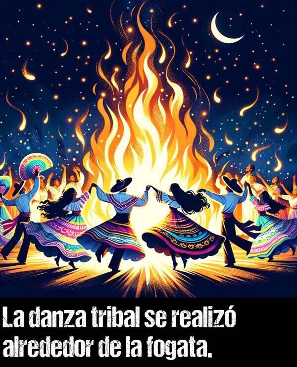 danza: La danza tribal se realiz alrededor de la fogata.