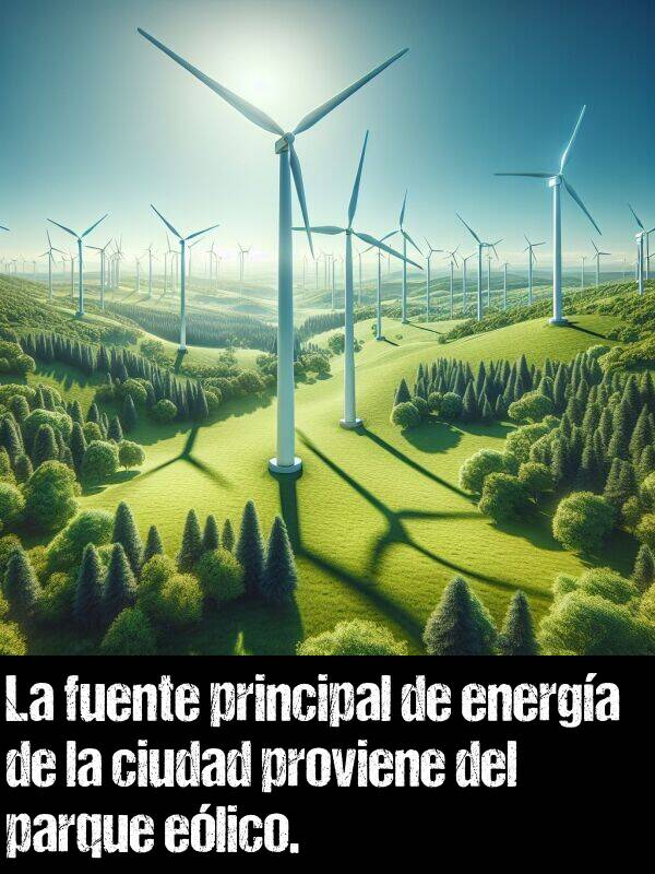 principal: La fuente principal de energa de la ciudad proviene del parque elico.