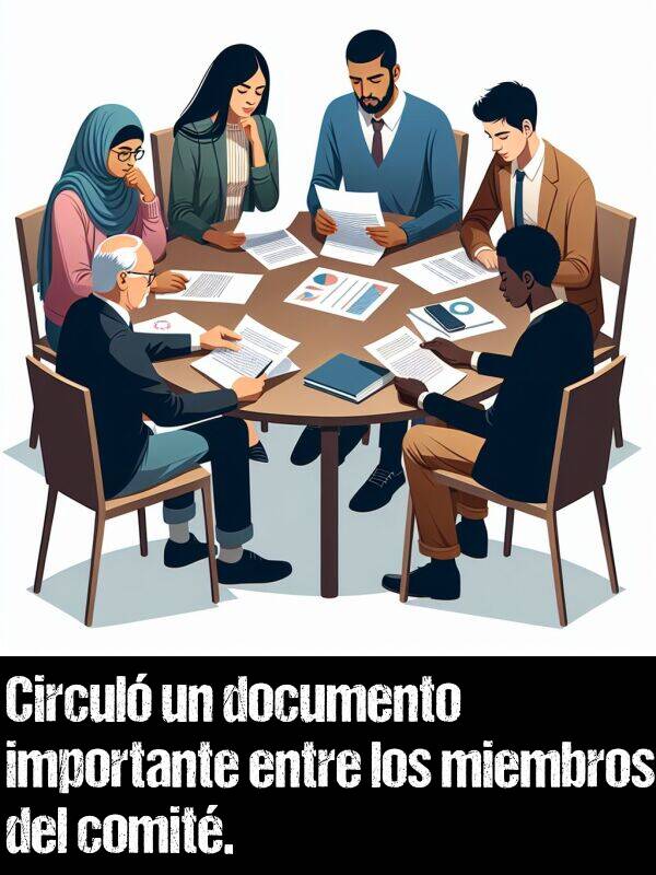 comit: Circul un documento importante entre los miembros del comit.