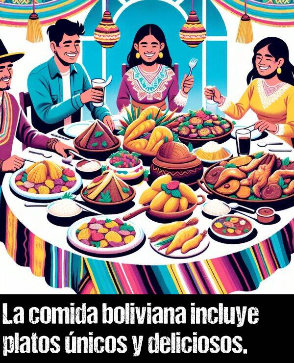 platos: La comida boliviana incluye platos nicos y deliciosos.
