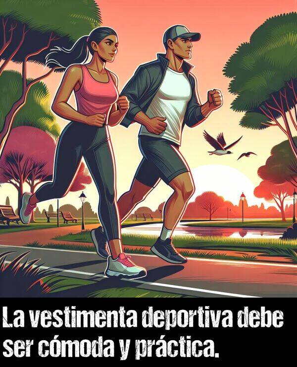 cmoda: La vestimenta deportiva debe ser cmoda y prctica.