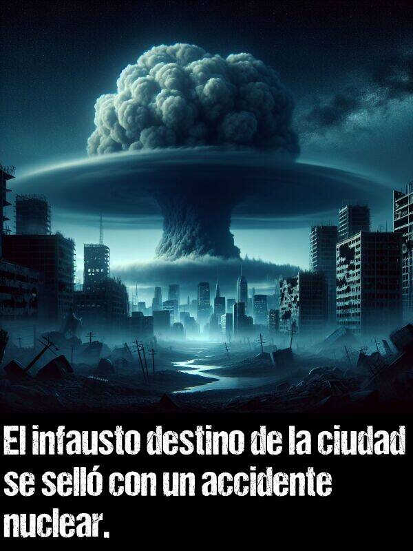 infausto: El infausto destino de la ciudad se selló con un accidente nuclear.