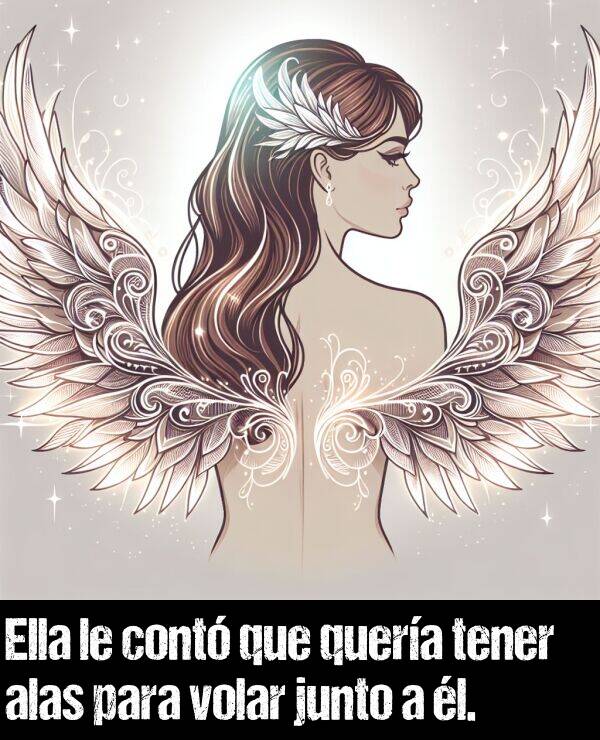 quera: Ella le cont que quera tener alas para volar junto a l.