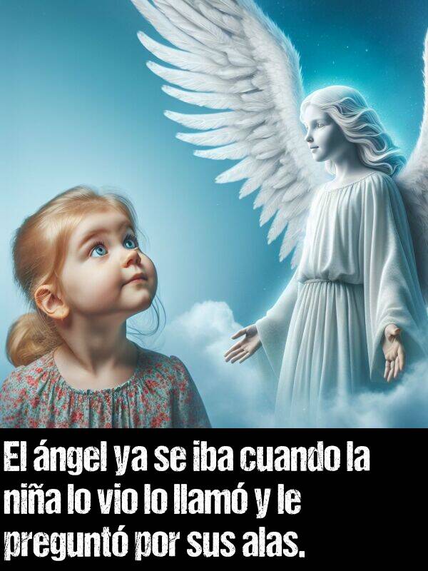 pregunt: El ngel ya se iba cuando la nia lo vio lo llam y le pregunt por sus alas.