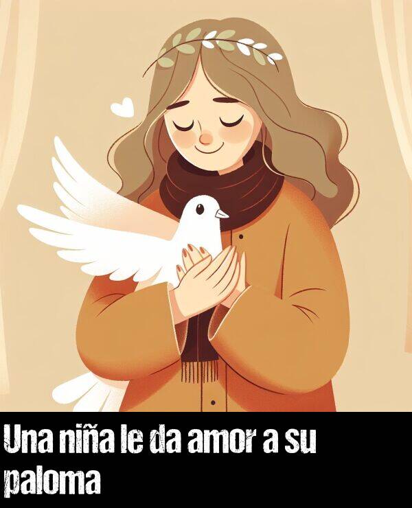 una: Una nia le da amor a su paloma