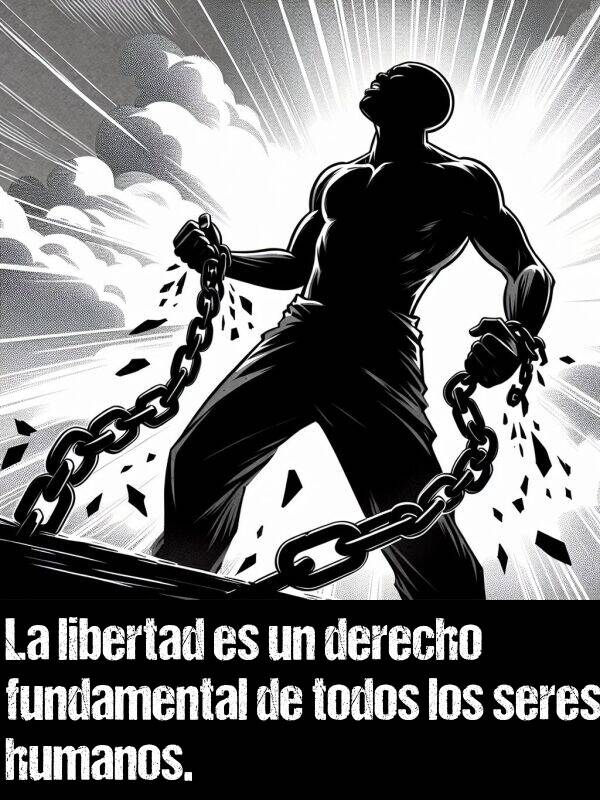 derecho: La libertad es un derecho fundamental de todos los seres humanos.