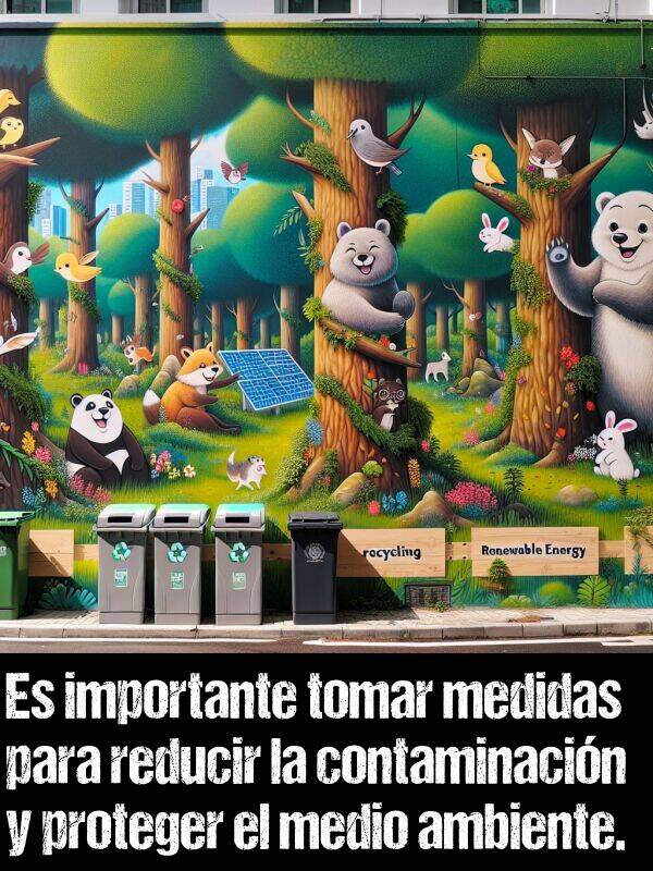 proteger: Es importante tomar medidas para reducir la contaminacin y proteger el medio ambiente.