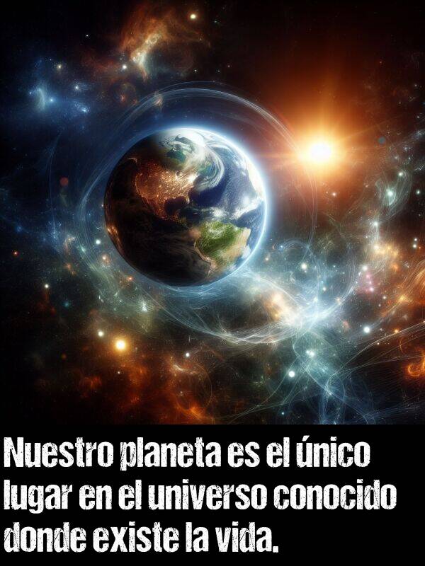 conocido: Nuestro planeta es el nico lugar en el universo conocido donde existe la vida.