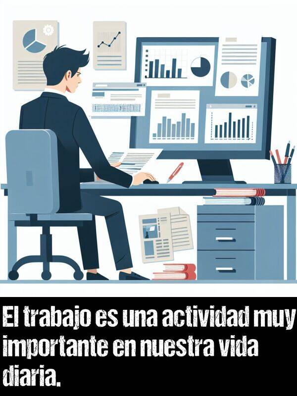 nuestra: El trabajo es una actividad muy importante en nuestra vida diaria.