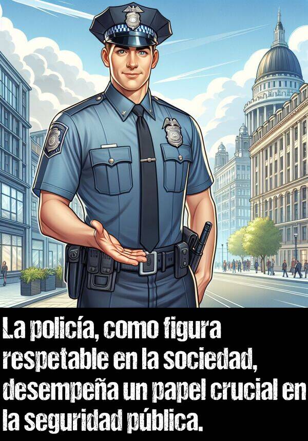 respetable: La polica, como figura respetable en la sociedad, desempea un papel crucial en la seguridad pblica.