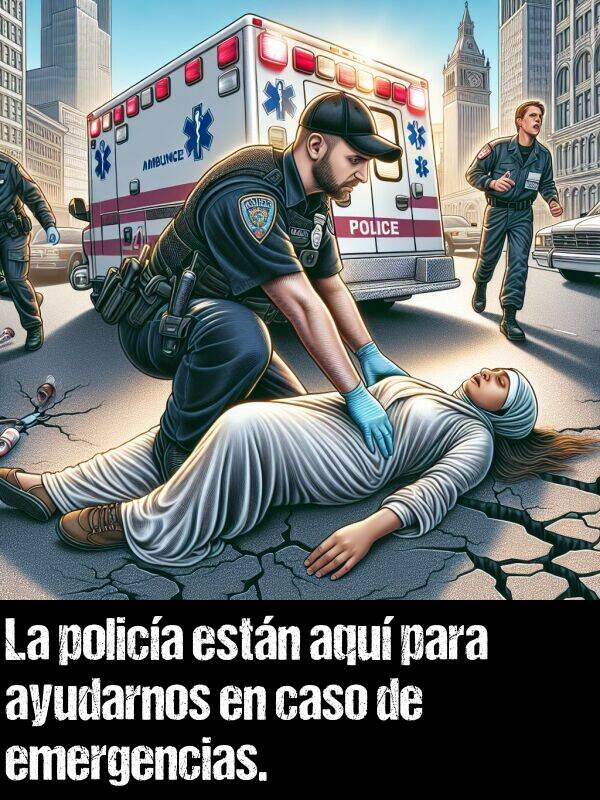 caso: La polica estn aqu para ayudarnos en caso de emergencias.
