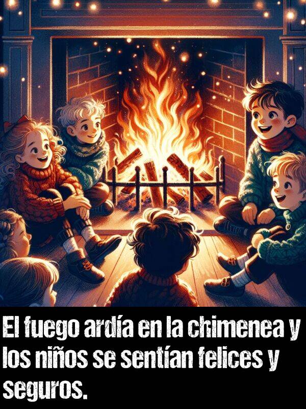 chimenea: El fuego arda en la chimenea y los nios se sentan felices y seguros.