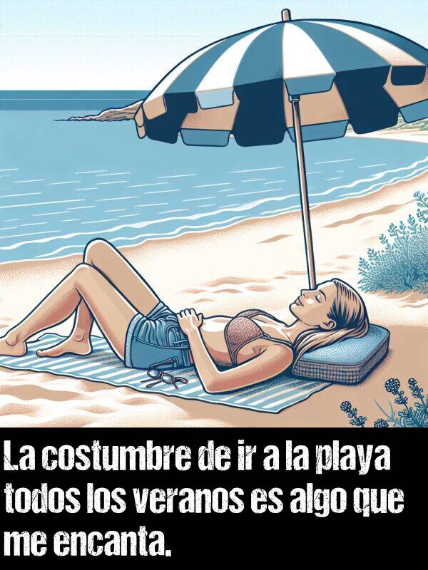 ir: La costumbre de ir a la playa todos los veranos es algo que me encanta.