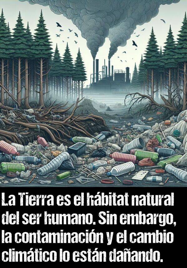hbitat: La Tierra es el hbitat natural del ser humano. Sin embargo, la contaminacin y el cambio climtico lo estn daando.