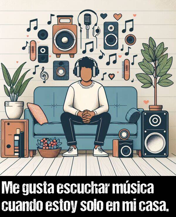 casa: Me gusta escuchar msica cuando estoy solo en mi casa.