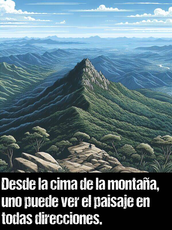 cima: Desde la cima de la montaa, uno puede ver el paisaje en todas direcciones.