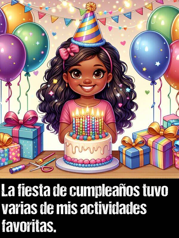 cumpleaos: La fiesta de cumpleaos tuvo varias de mis actividades favoritas.
