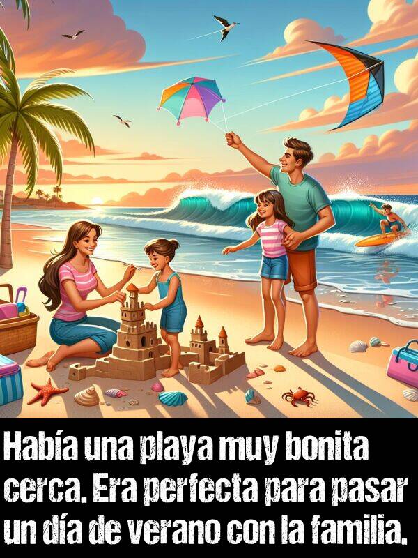 pasar: Haba una playa muy bonita cerca. Era perfecta para pasar un da de verano con la familia.