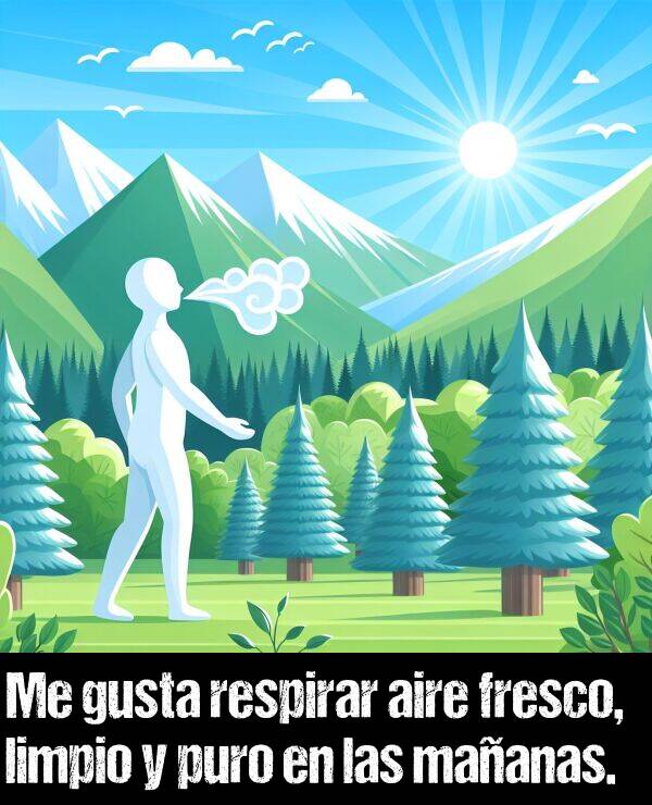 puro: Me gusta respirar aire fresco, limpio y puro en las maanas.