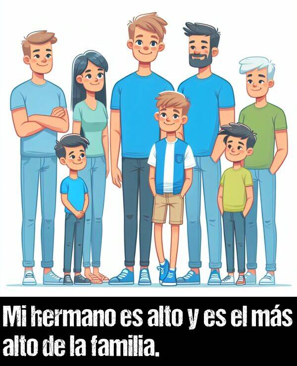 ms: Mi hermano es alto y es el ms alto de la familia.