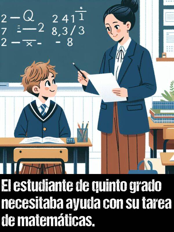 matemticas: El estudiante de quinto grado necesitaba ayuda con su tarea de matemticas.