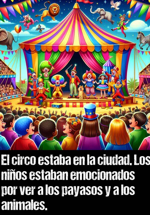 estaba: El circo estaba en la ciudad. Los nios estaban emocionados por ver a los payasos y a los animales.