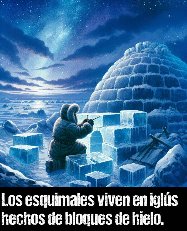 igls: Los esquimales viven en igls hechos de bloques de hielo.