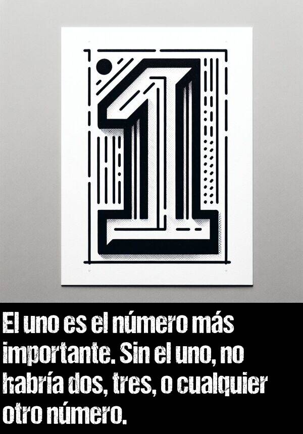 cualquier: El uno es el nmero ms importante. Sin el uno, no habra dos, tres, o cualquier otro nmero.
