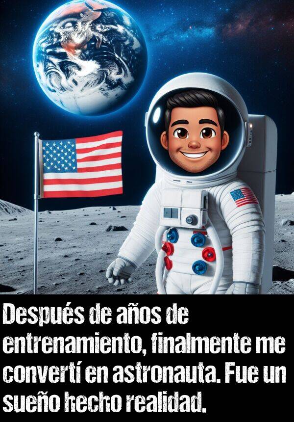 realidad: Despus de aos de entrenamiento, finalmente me convert en astronauta. Fue un sueo hecho realidad.