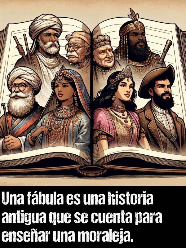 fbula: Una fbula es una historia antigua que se cuenta para ensear una moraleja.
