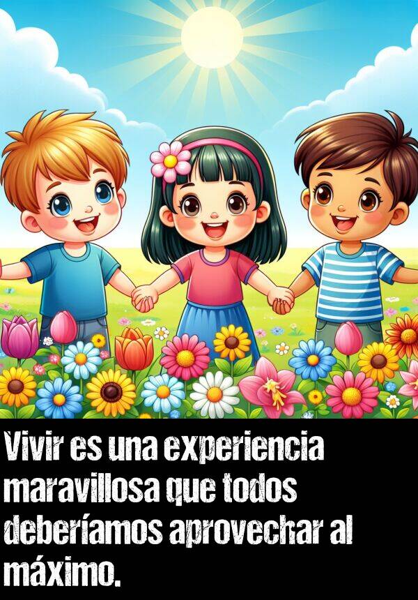 mximo: Vivir es una experiencia maravillosa que todos deberamos aprovechar al mximo.