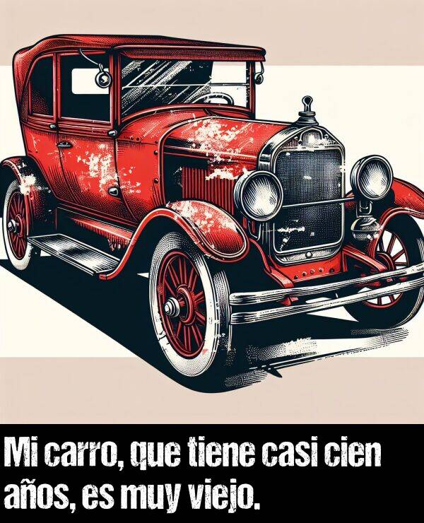 viejo: Mi carro, que tiene casi cien aos, es muy viejo.