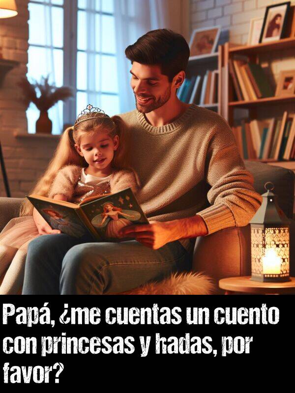 hadas: Pap, me cuentas un cuento con princesas y hadas, por favor?