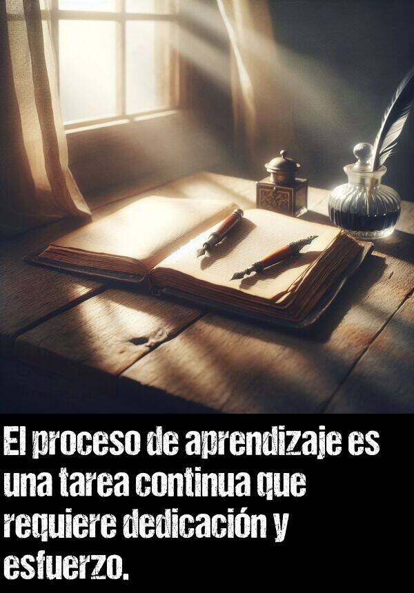 continua: El proceso de aprendizaje es una tarea continua que requiere dedicacin y esfuerzo.
