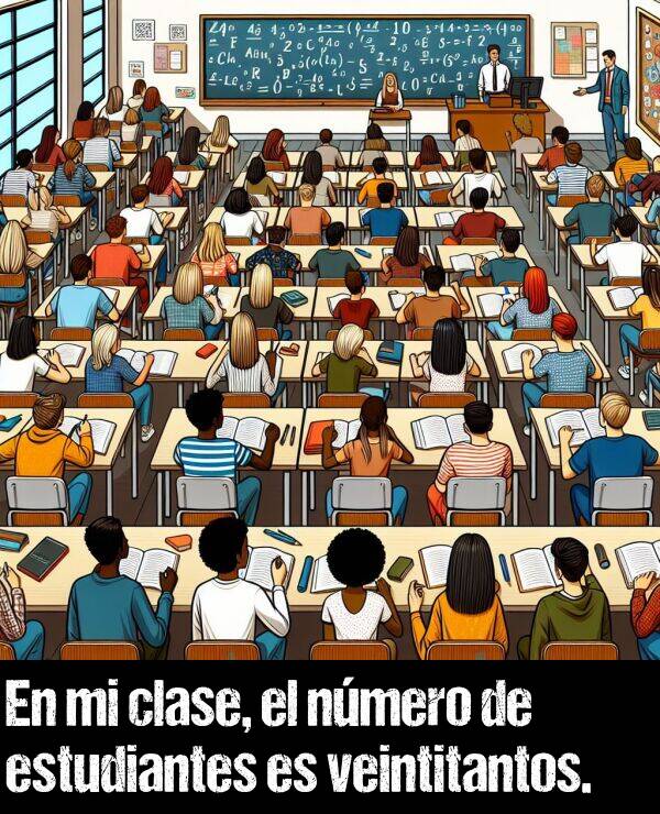 clase: En mi clase, el nmero de estudiantes es veintitantos.